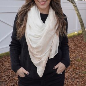 Flirty Light Pink & White Winter Blanket Scarf